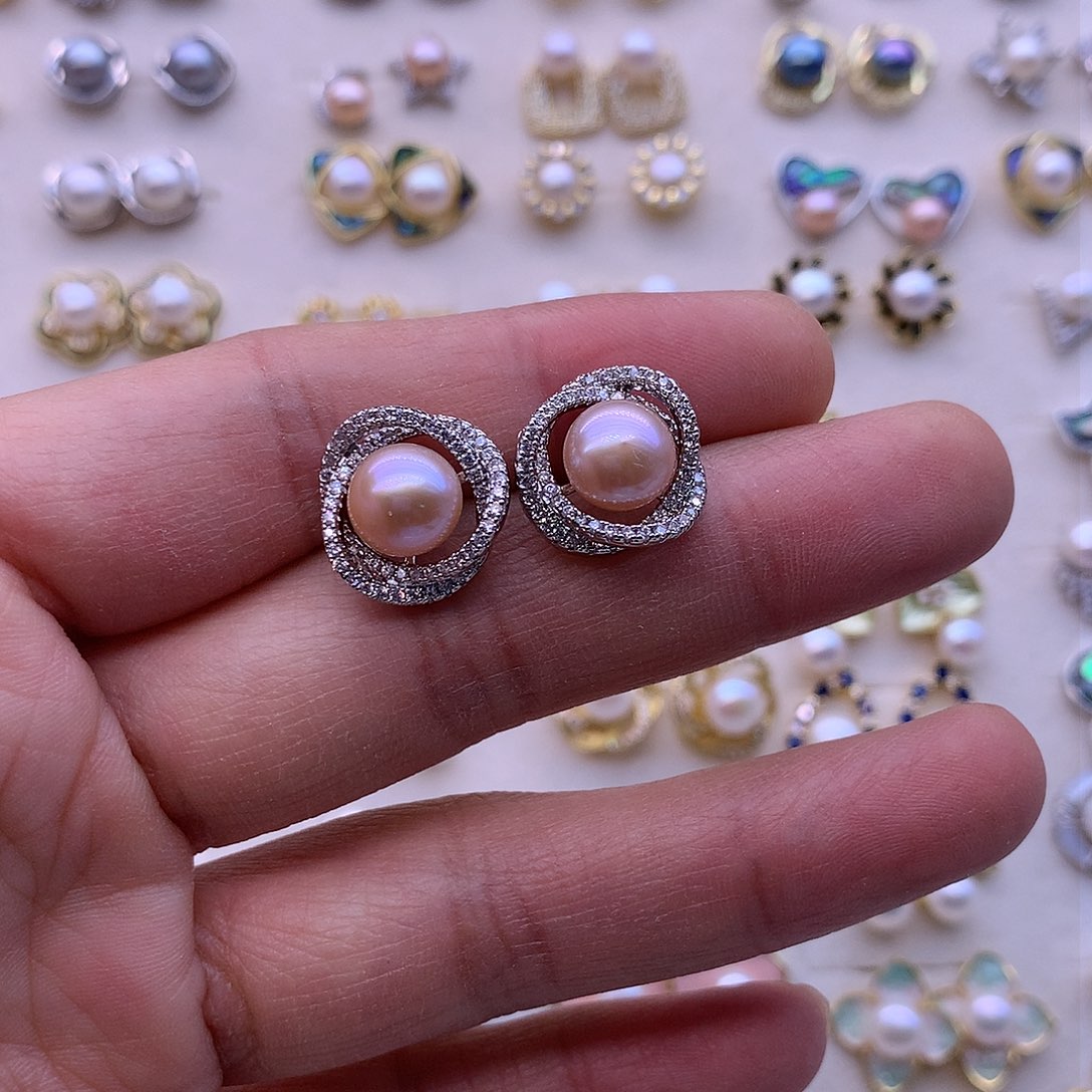 淡水珍珠耳饰合金