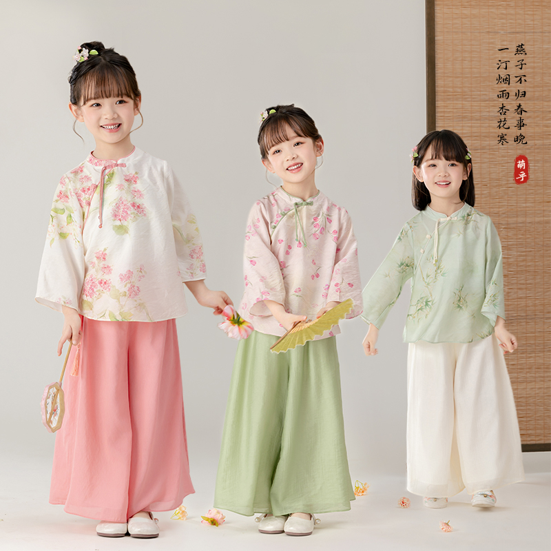 萌乎【云溪】女童新中式古风秋款开学汉服新款国风长袖儿童251702