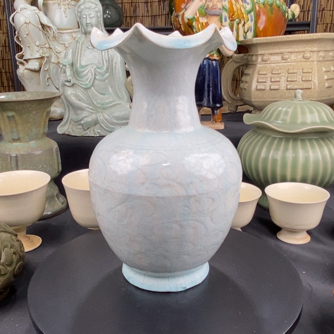 瓷片湖***青摆件1111111111111