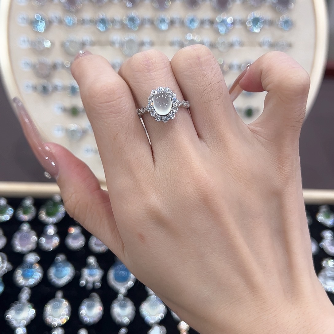 小***学蛇纹石玉银S925镶嵌戒指