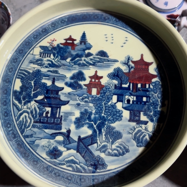 碗缨***风手绘的山水壶承