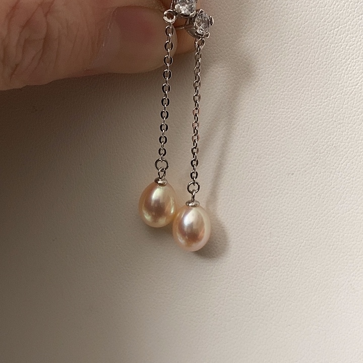 淡水珍珠耳饰银S925镶嵌