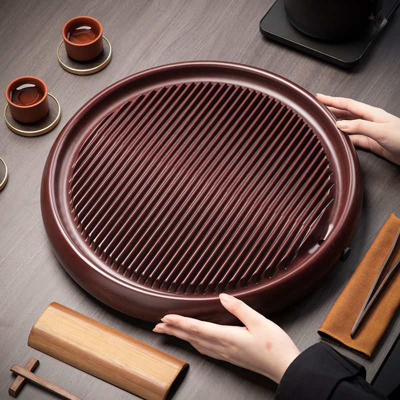 高档新款圆形电木茶盘家用办公室功夫茶具茶台干湿排蓄两用茶托盘