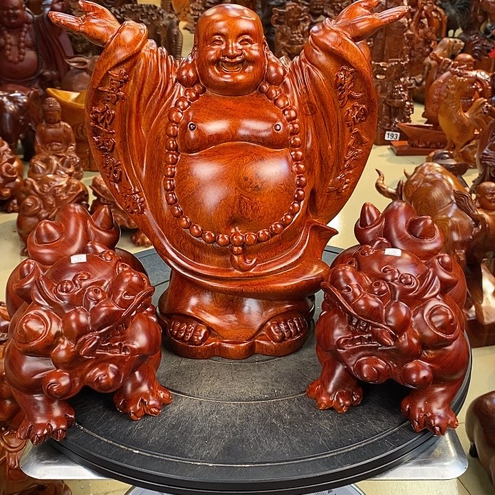 大果紫檀（缅甸花梨）缅甸花梨木貔貅小巴花梨木弥勒笑佛