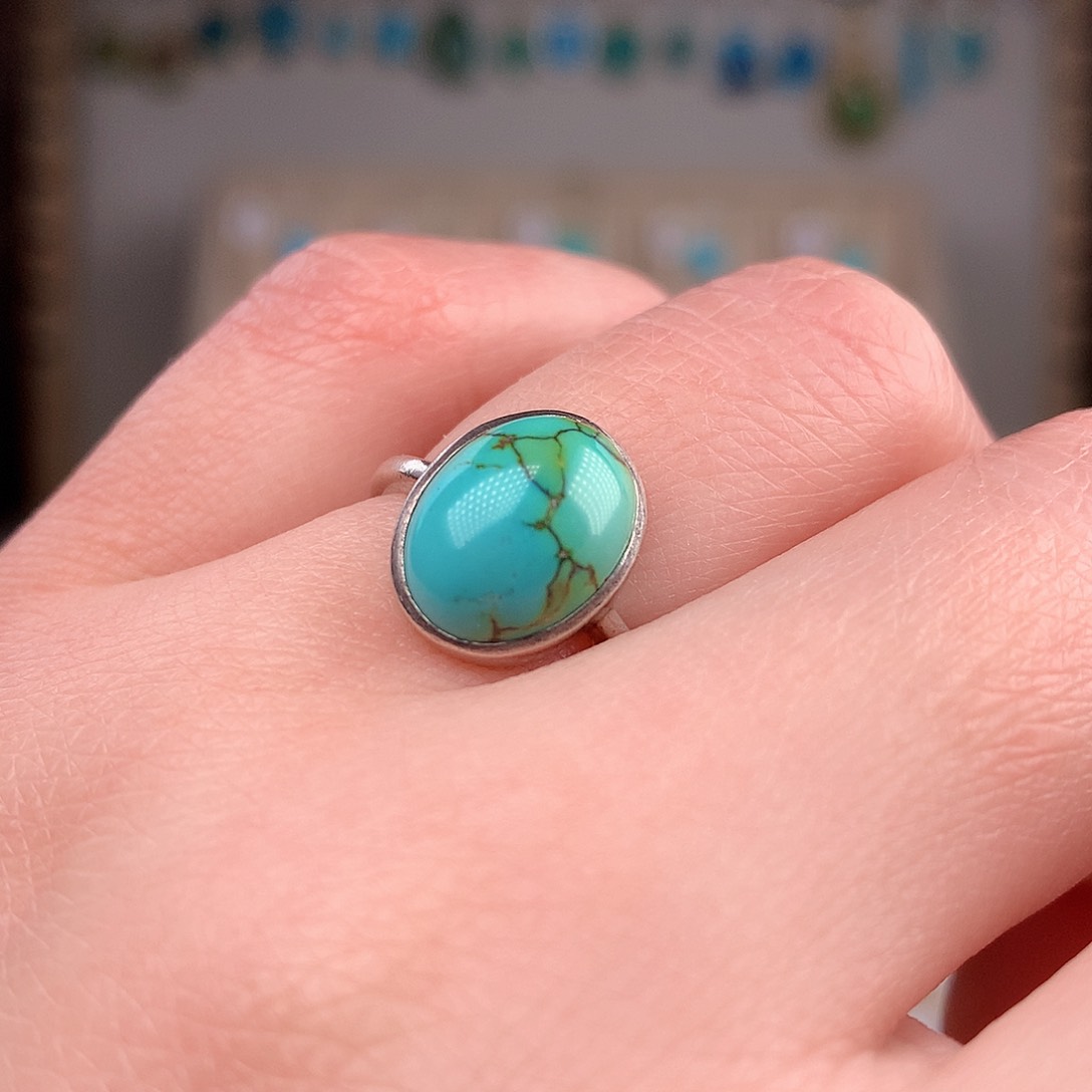 绿松石戒指银S925镶嵌