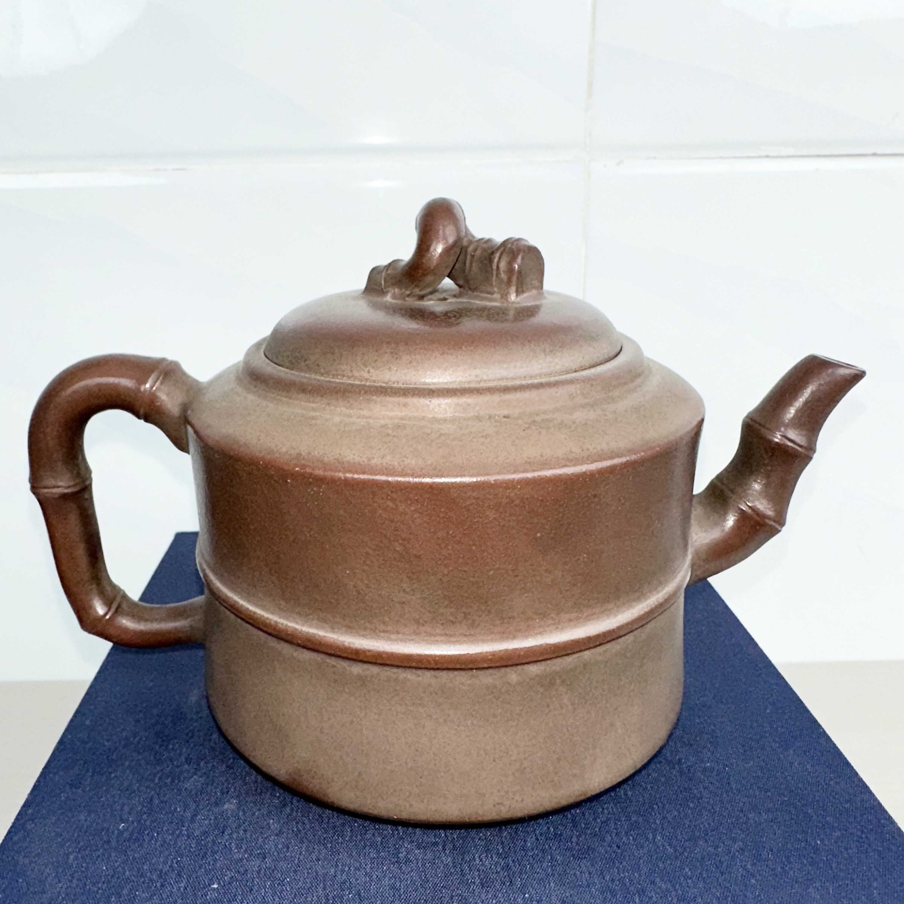 原矿手工竹节紫砂壶560c长20厘米直径9厘米高14厘米顾景舟紫砂壶