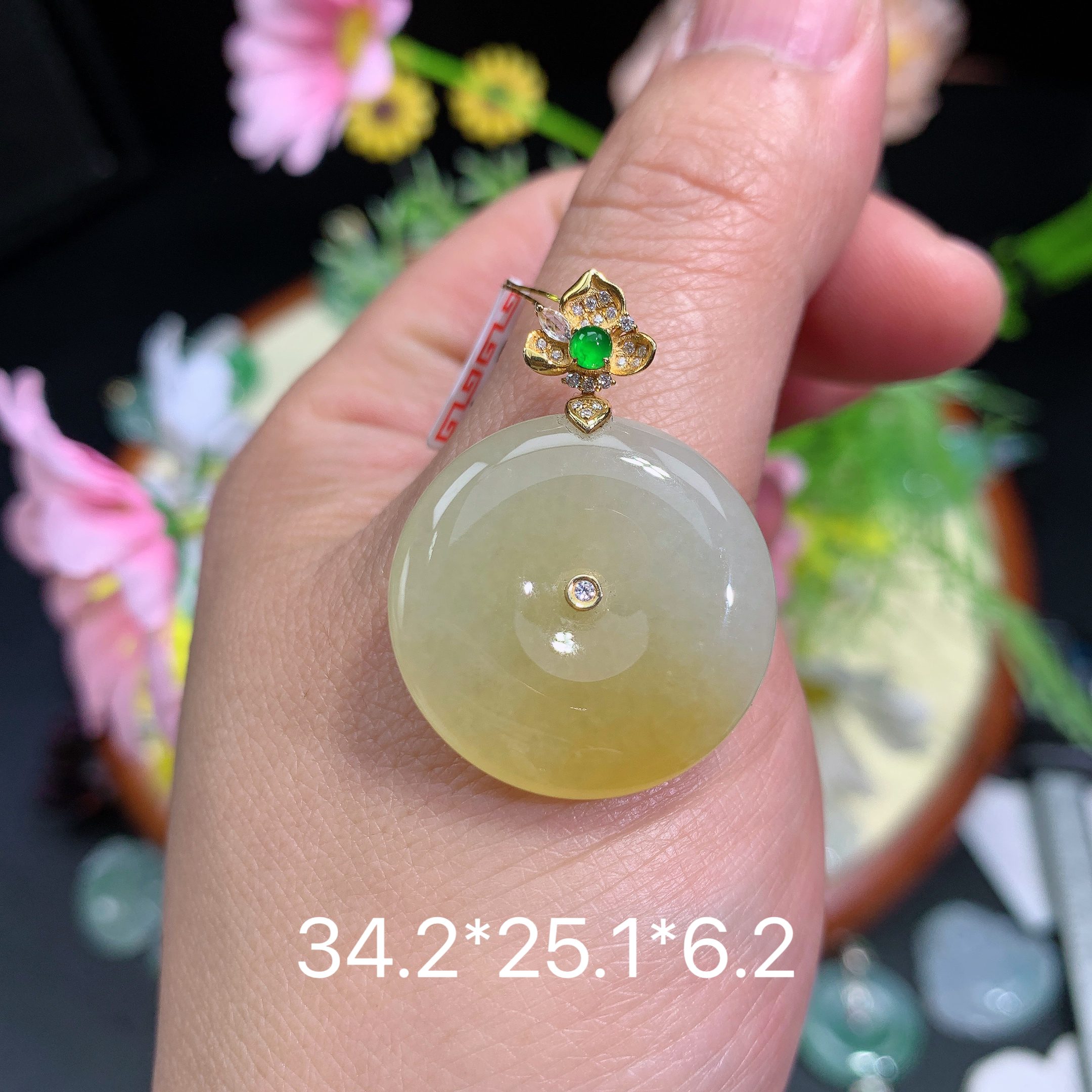 缅甸翡翠A货冰种黄翡平安扣谢挂件水润百搭精冰妈妈精美玉石百搭