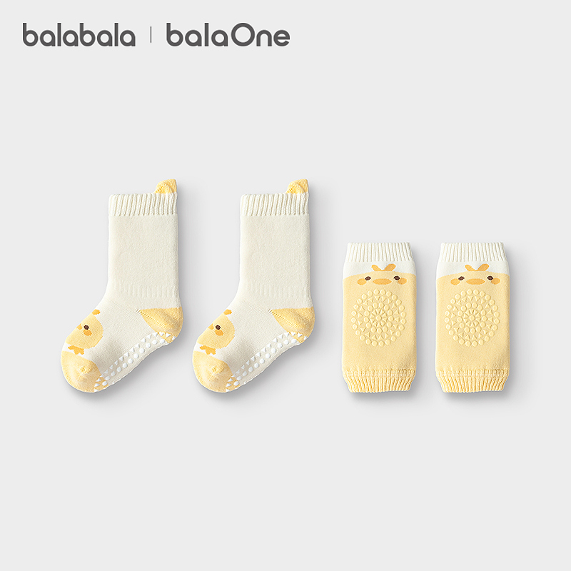 【balaOne】巴拉巴拉宝宝袜子冬保暖短袜婴幼儿防着凉提花护膝套装