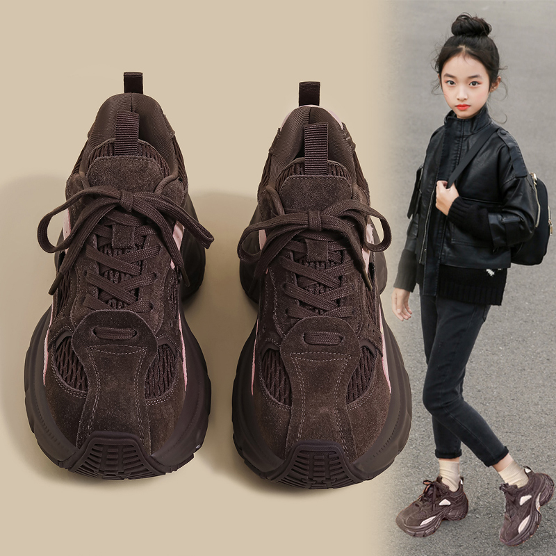 女童老爹鞋2025秋冬新款中大童加绒二棉鞋小女孩春秋款儿童运动鞋