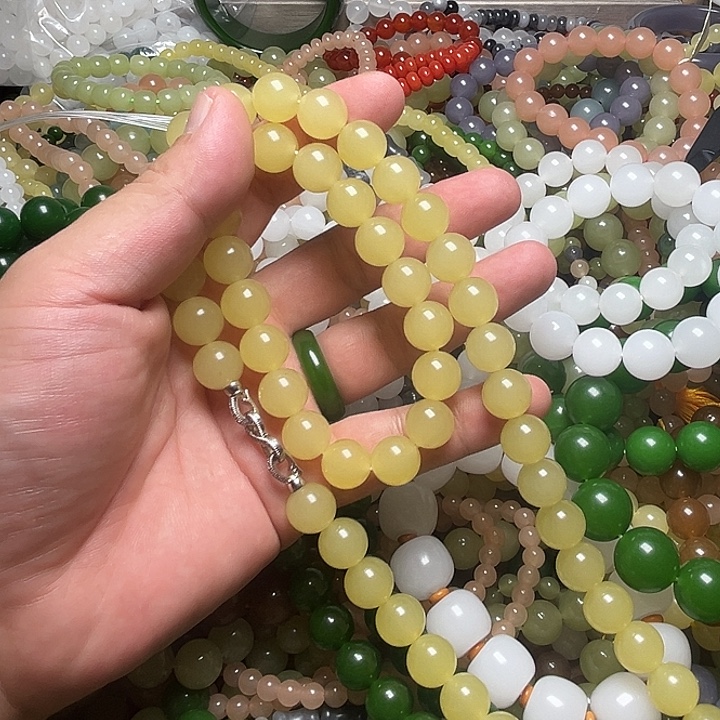 黄口色12mmm手链项链一套