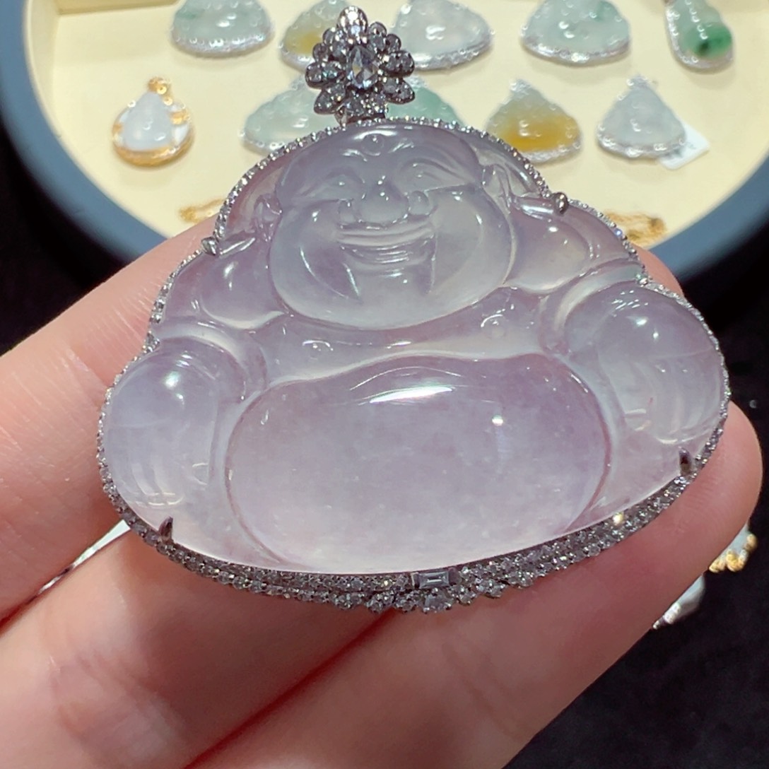 翡翠颈饰18K金镶嵌吊坠