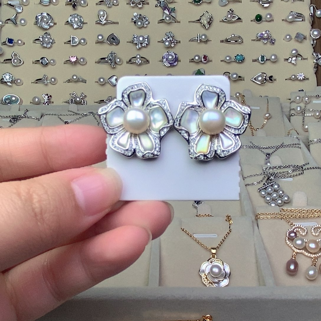 耳饰淡水珍珠银S925镶嵌