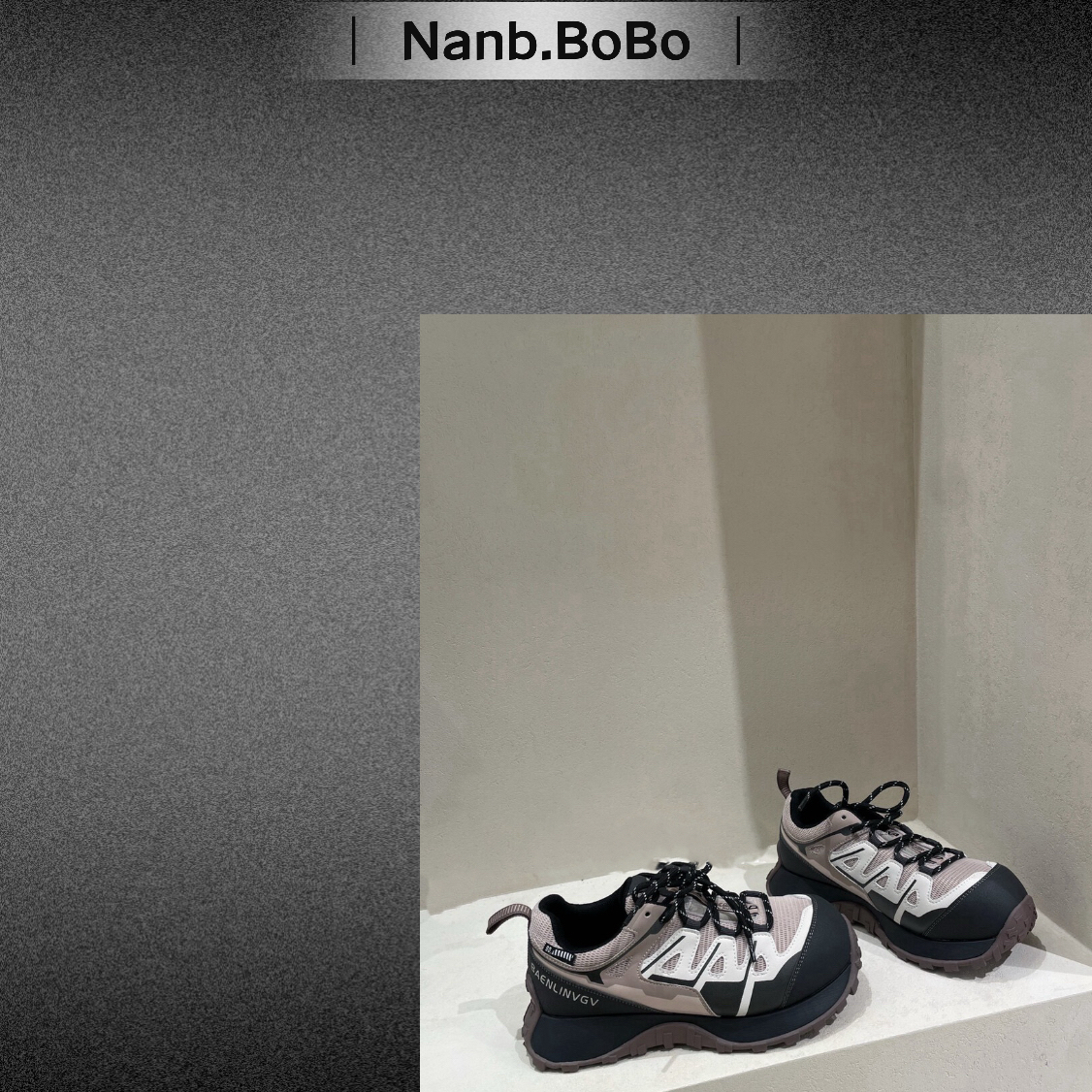 BoBo-真皮拼色绑带休闲老爹鞋