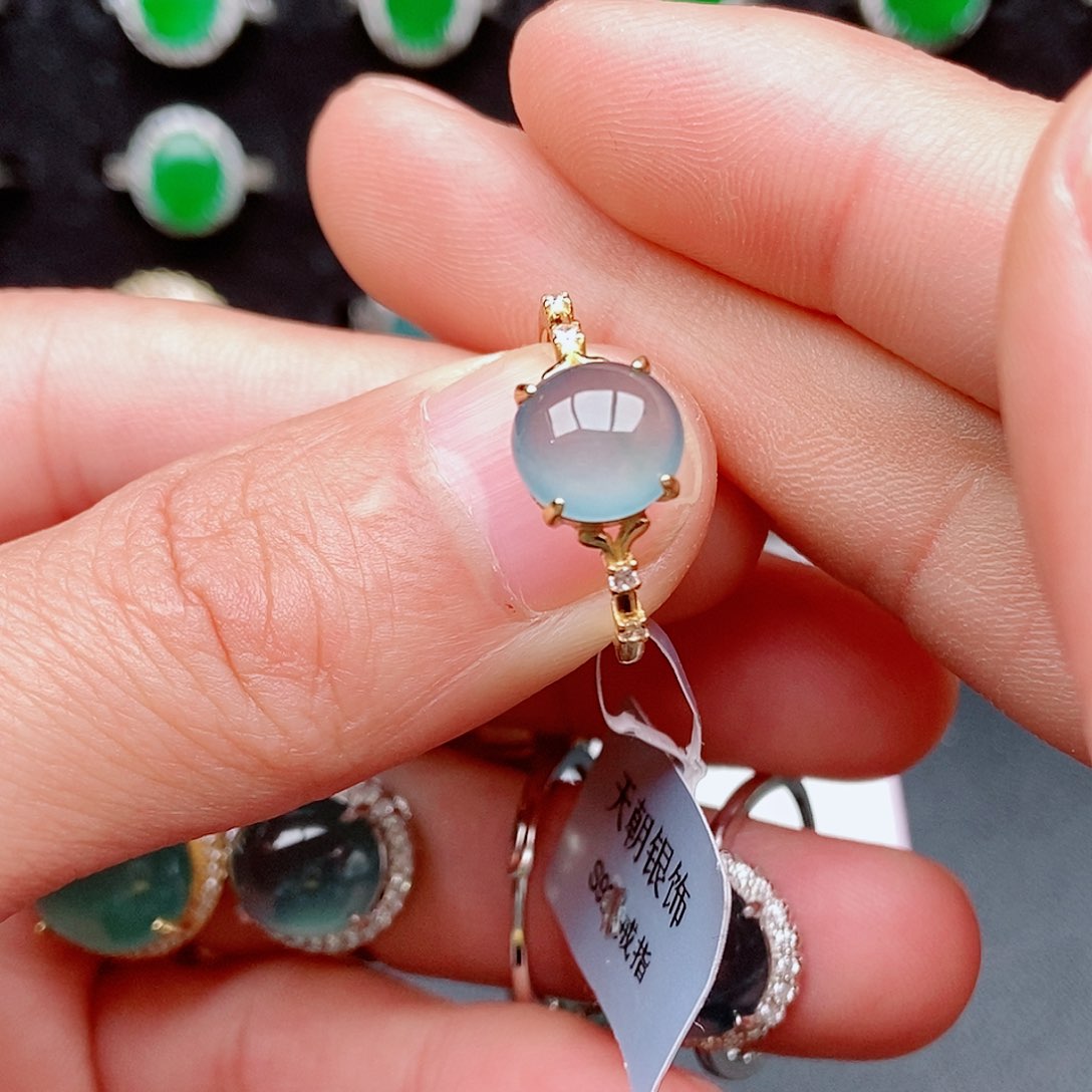 翡翠戒指银S925镶嵌8545248