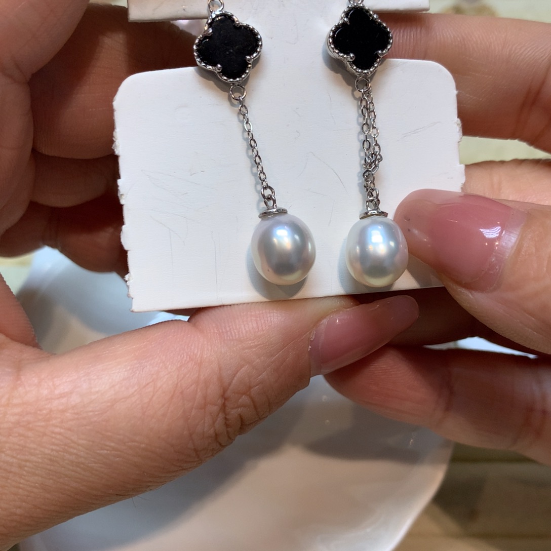 海水珍珠耳饰银S925镶嵌