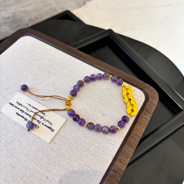 铜合金仿水晶手链 铜合金手链 多个圆形紫色zz手链SL1805