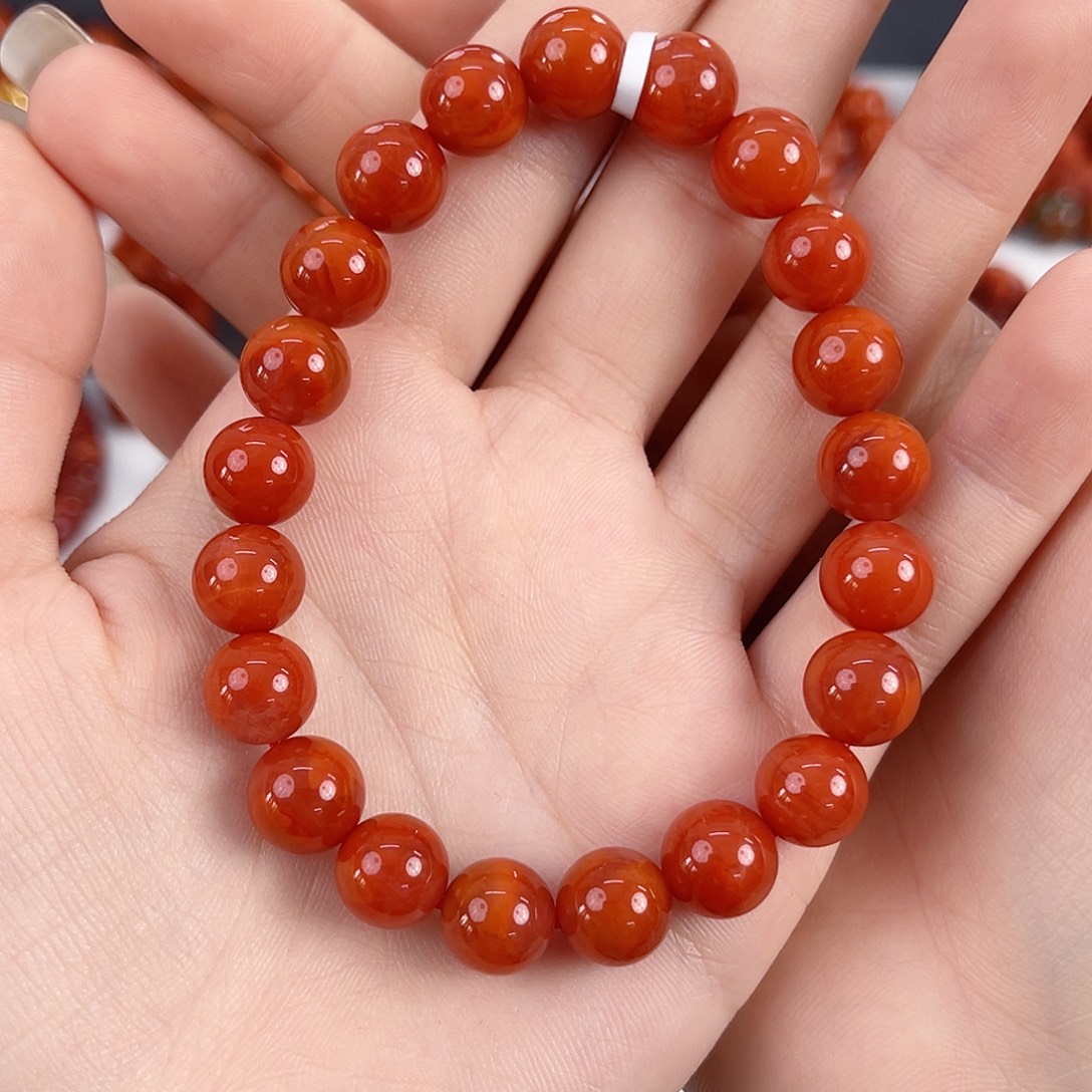 南红玛瑙未镶嵌瓦西锦红玉化10mm手串