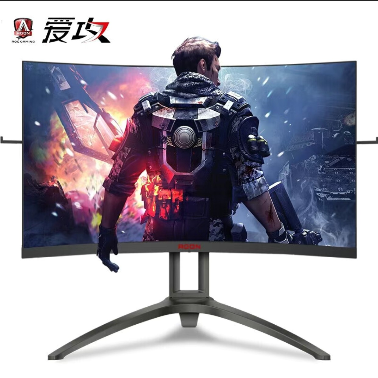 9新 AOC AOC爱攻三代2K带内置音响曲面高刷155hz电竞游戏显示器