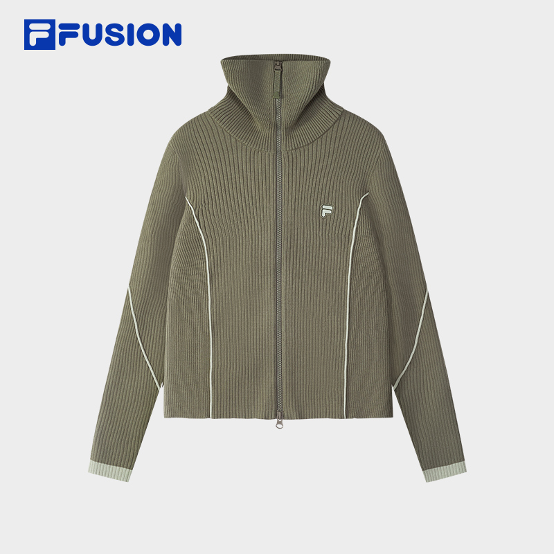 FILA FUSION斐乐潮牌女款长袖针织开衫秋冬新款运动户外休闲外套