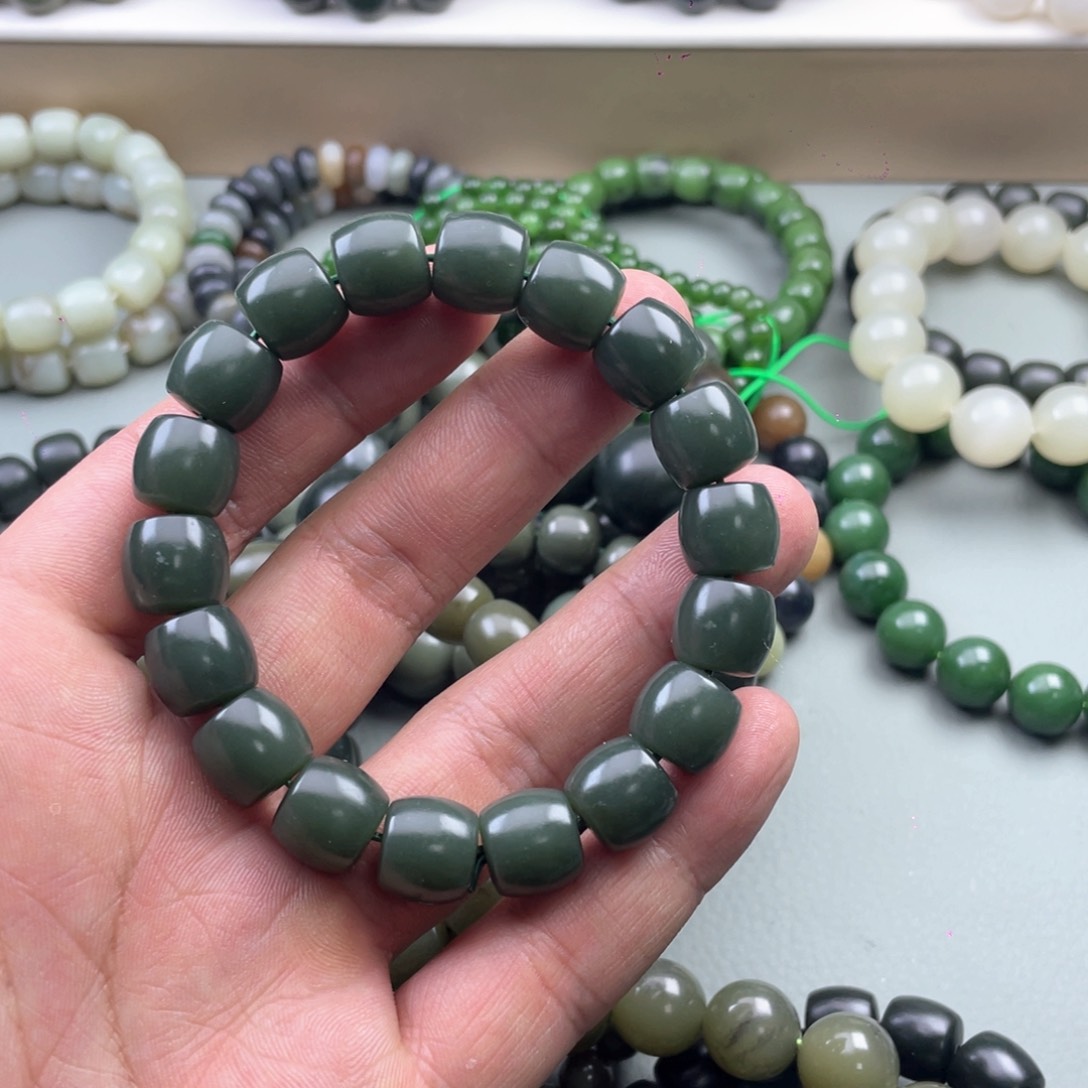 和田玉手串未镶嵌行**康