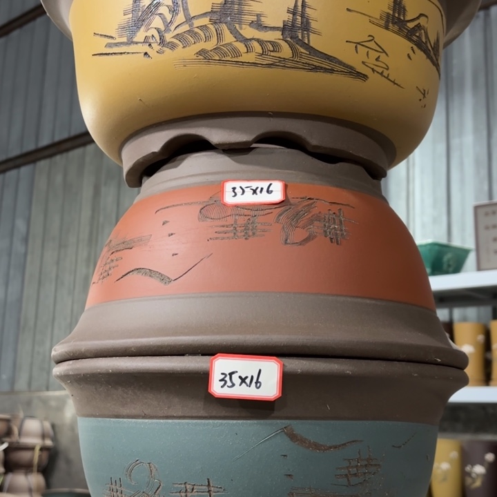 紫砂花盆     100-3。