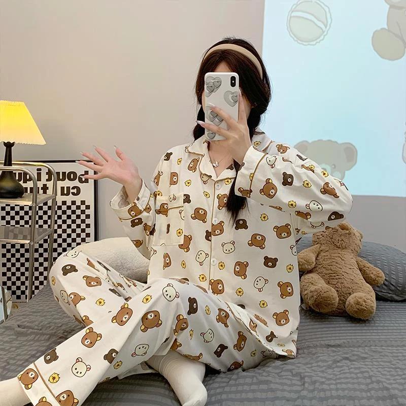 （新号开播福利）德绒透气长袖家居服套装春秋大码睡衣卡通春夏宽松