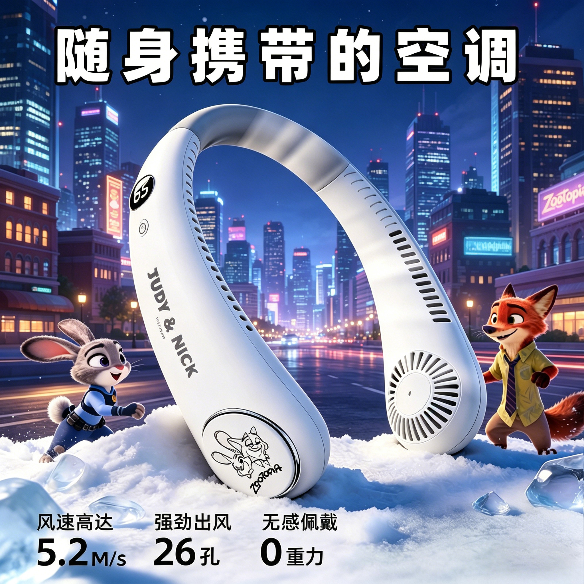 Disney/迪士尼新款无叶挂脖风扇随身空调便携无佩戴感送女生推荐