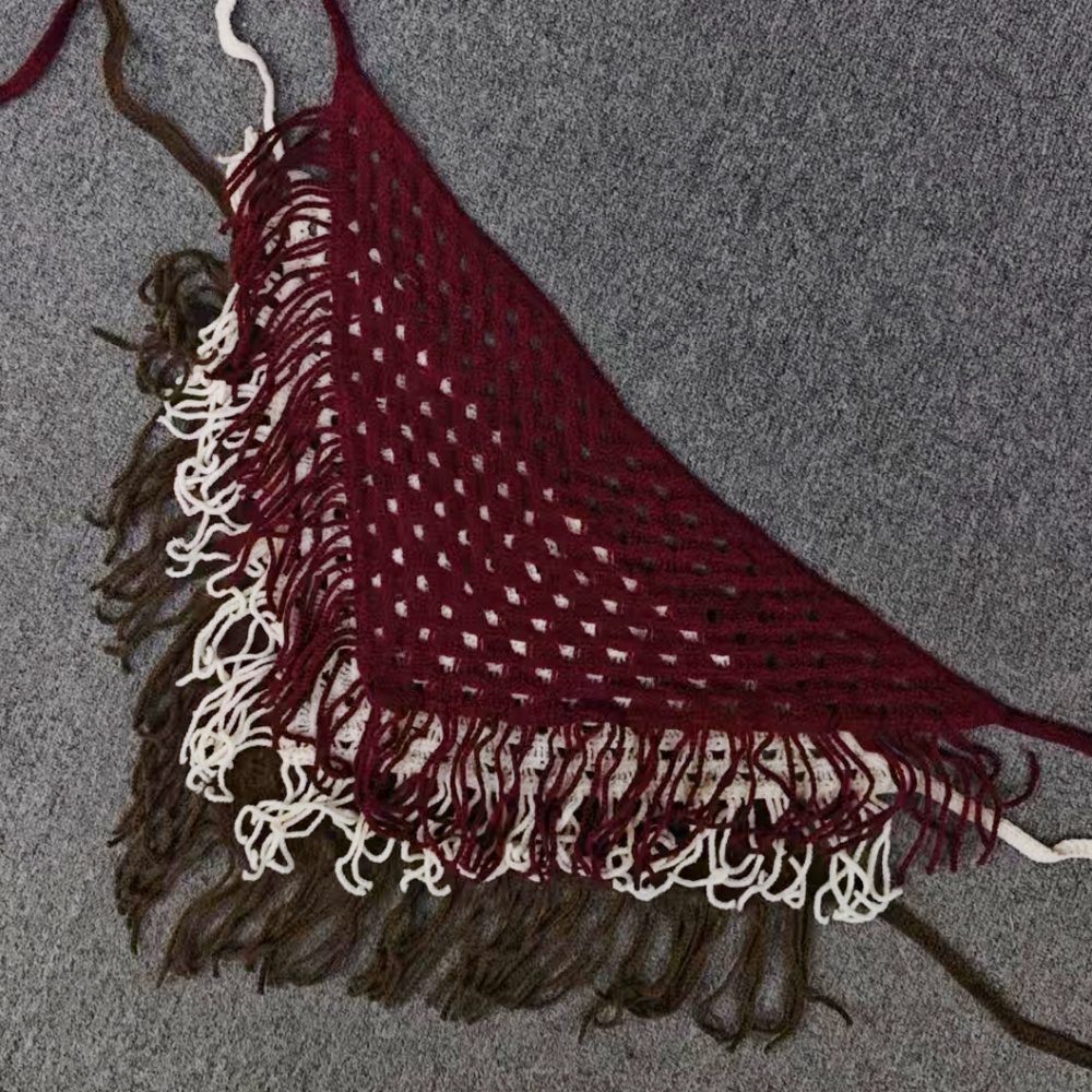 AOSER时尚百搭镂空流苏针织编织纯色毛织屁帘腰带女装配饰003