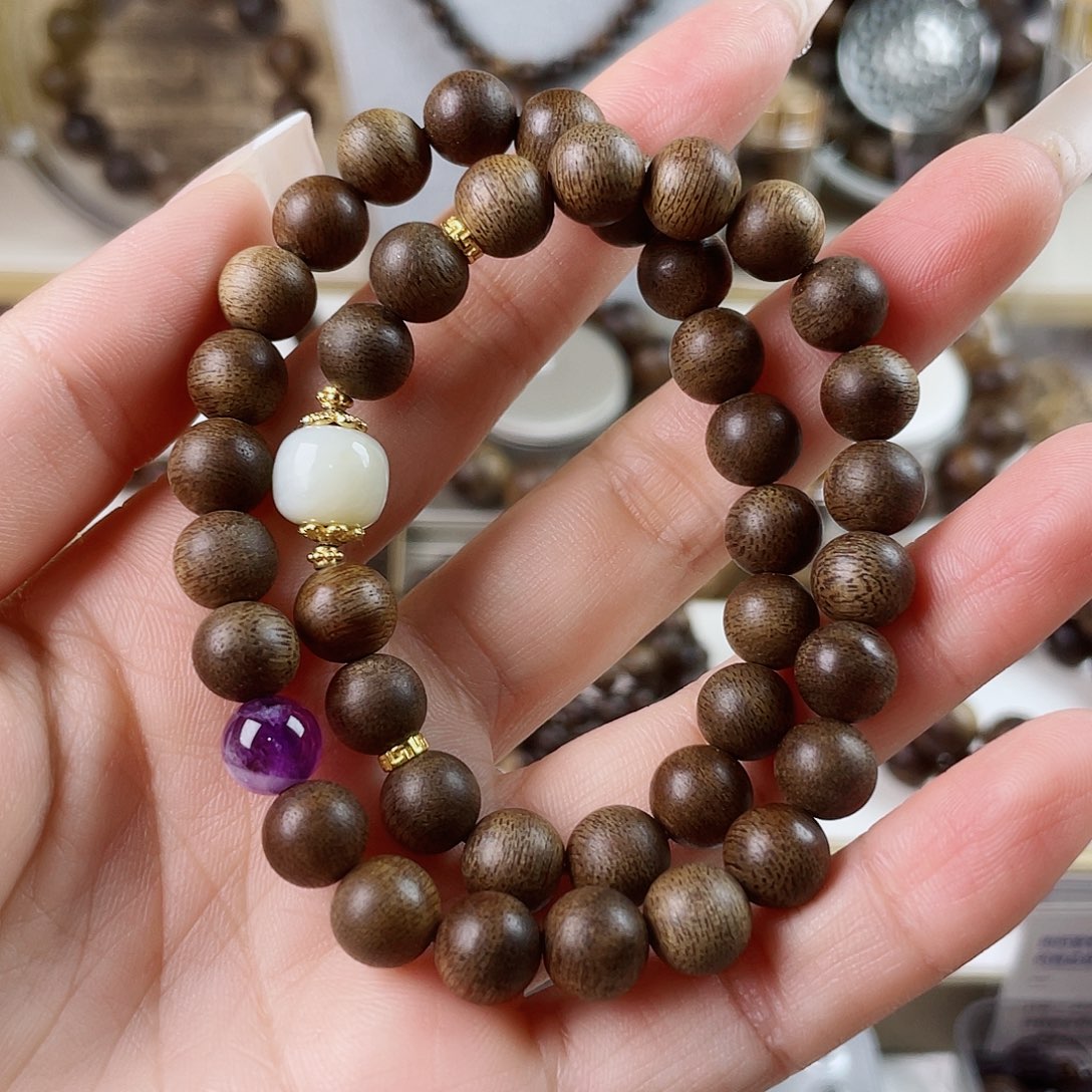 沉香手串越南芽庄黄棋窖藏古董玉化瘤疤0.8