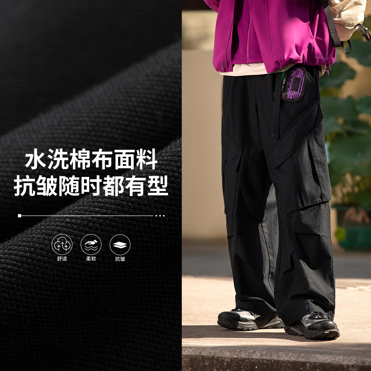 李宁户外CF溯丨运动长裤直筒休闲2025新款冬季男装运动裤AKXV321