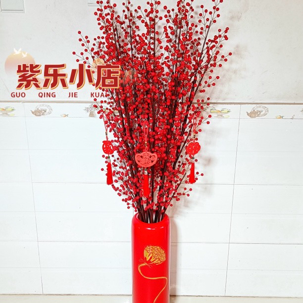 新品落地卡12北美冬青发财果DIY手工材料包（不含花瓶）