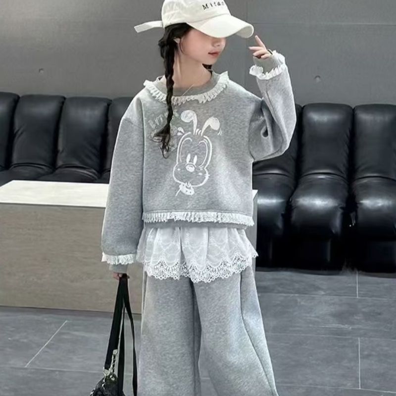 2025早春季新款女童蕾丝拼接时尚百搭卫衣13031