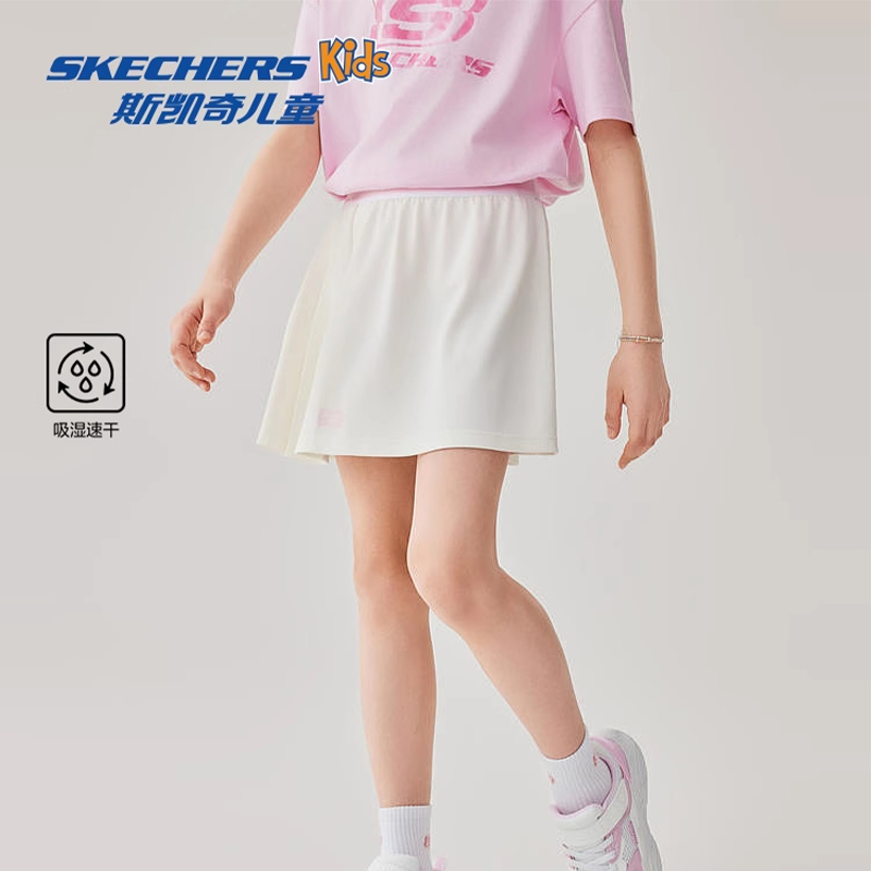 斯凯奇儿童速干裙夏季透气新款运动短裙女童时尚休闲半裙L225G035