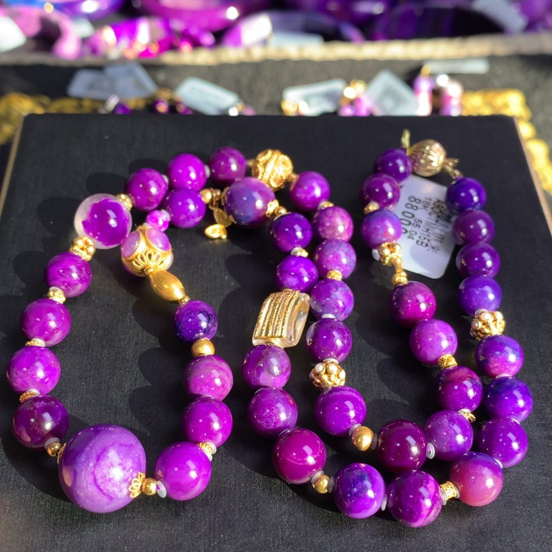 苏纪石（舒俱来）18K金镶嵌凝胶紫项链