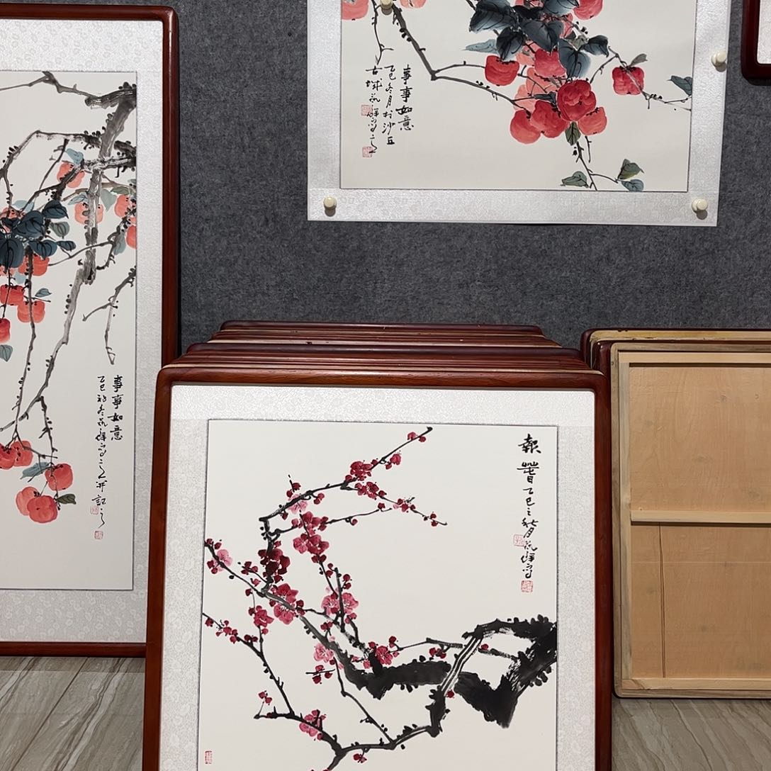 国画书画作品带框63×63