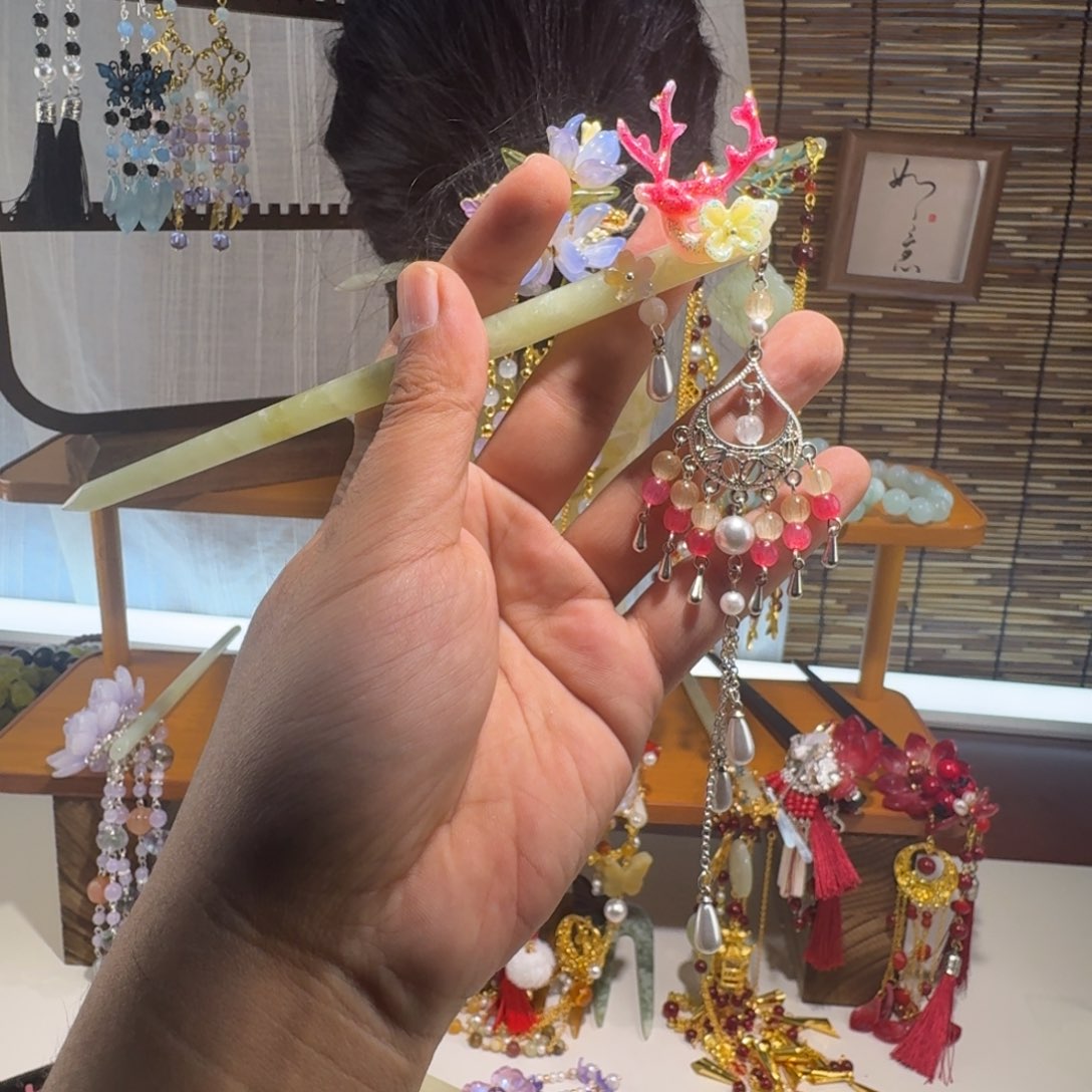 蛇纹石玉合金发饰