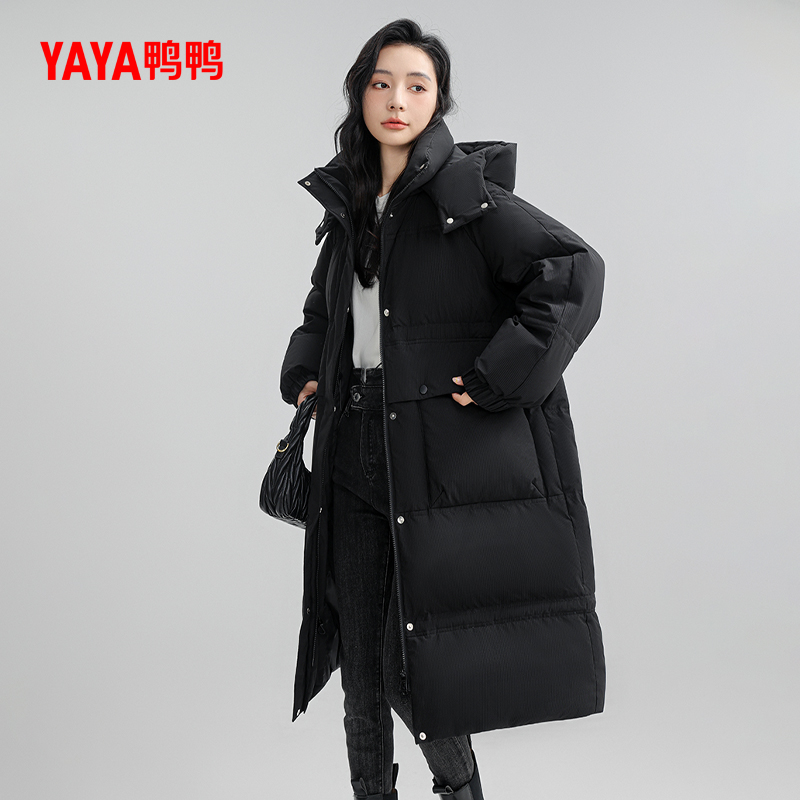 YAYA/鸭鸭韩版冬季时尚连帽时尚斗篷羽绒外套长款