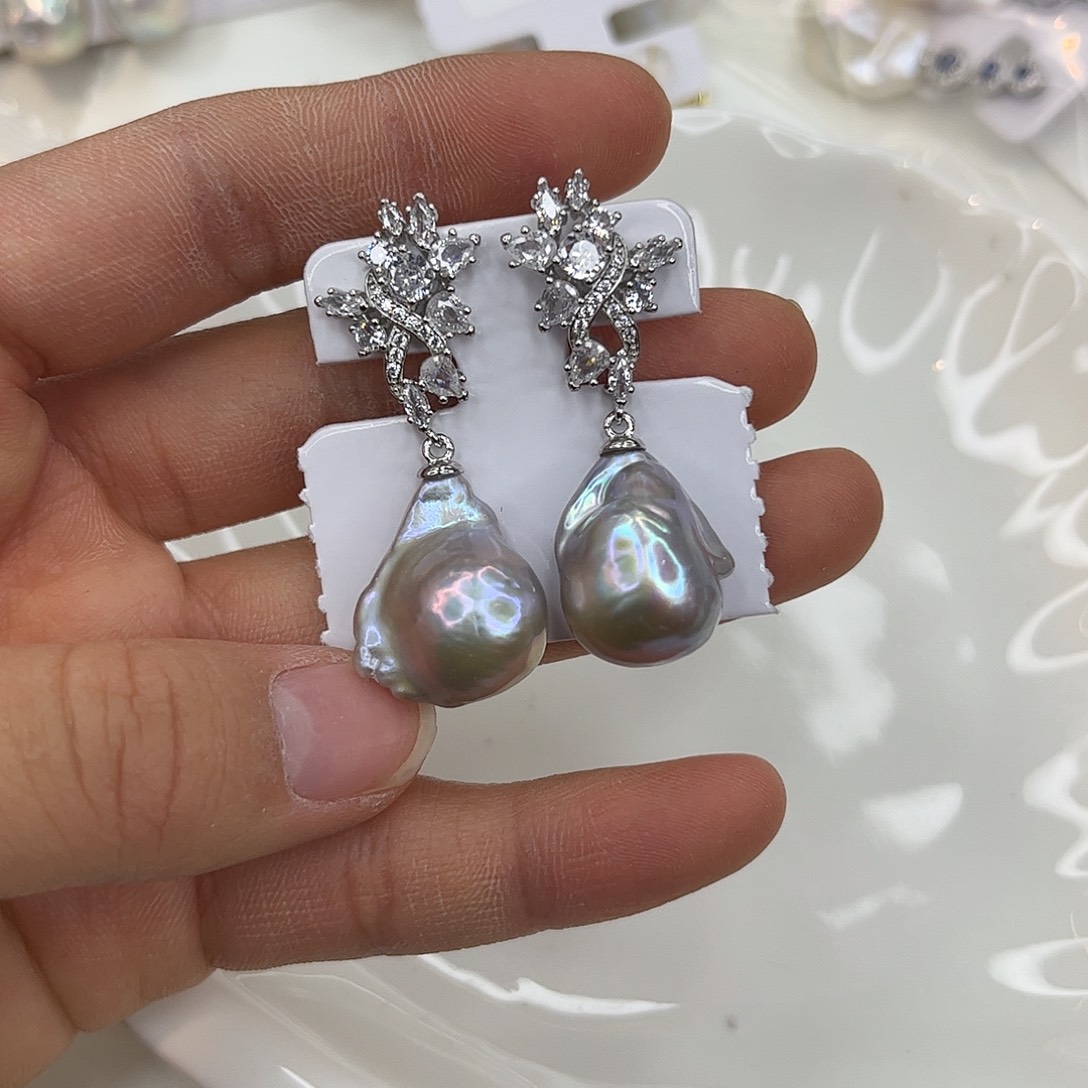 淡水珍珠耳饰合金