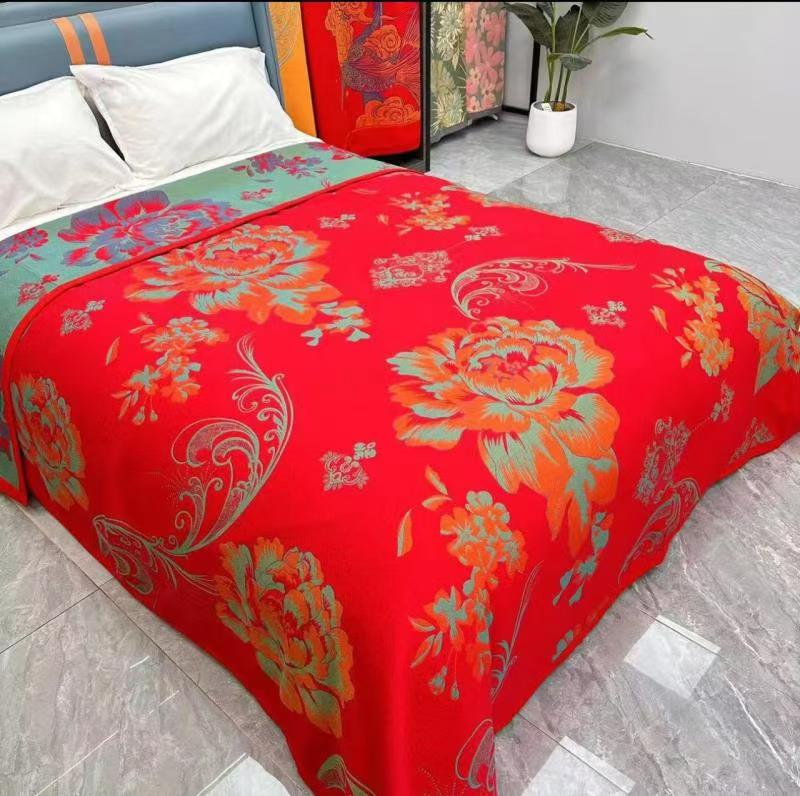 （红色牡丹）240-260床盖  柔软舒适亲肤透气
