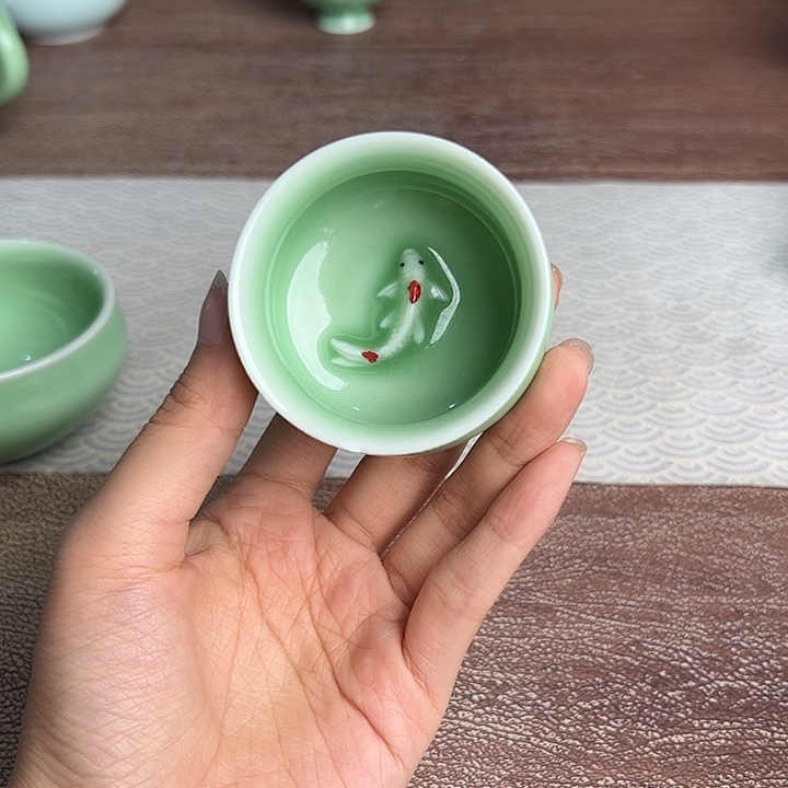 龙泉云间青瓷小米茶器