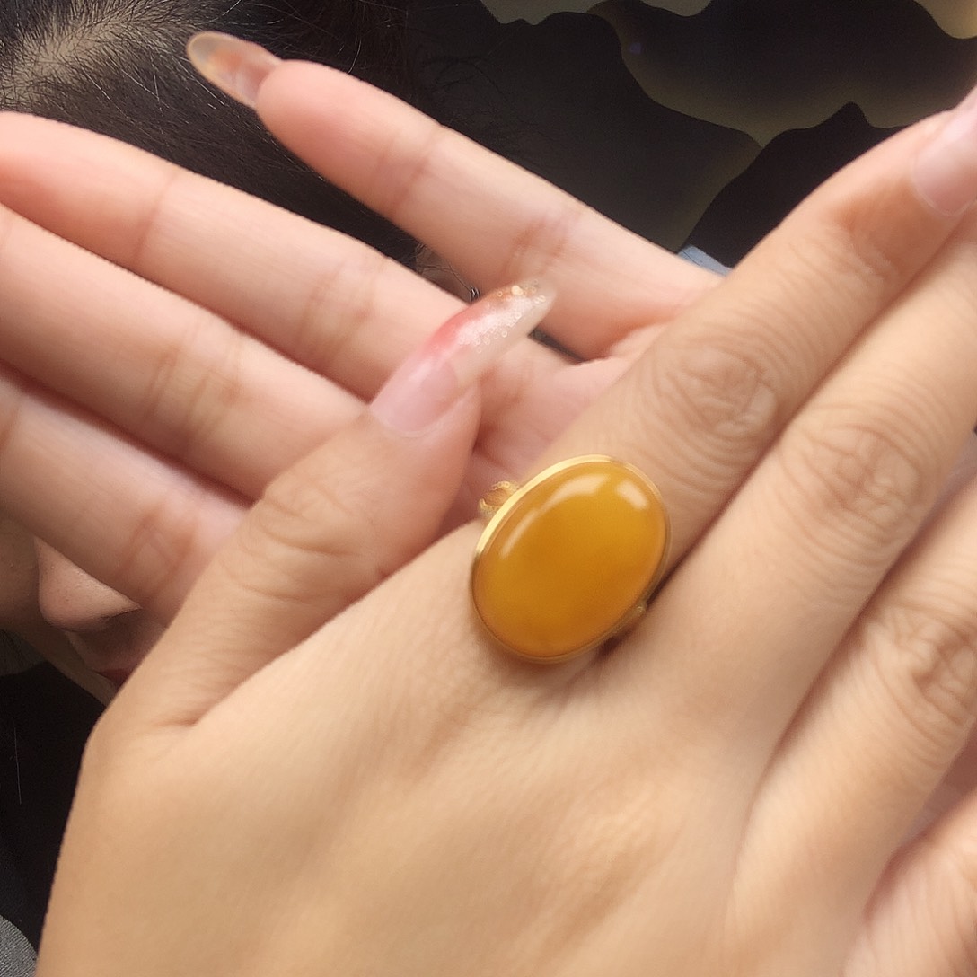 蜜蜡戒指未镶嵌戒指