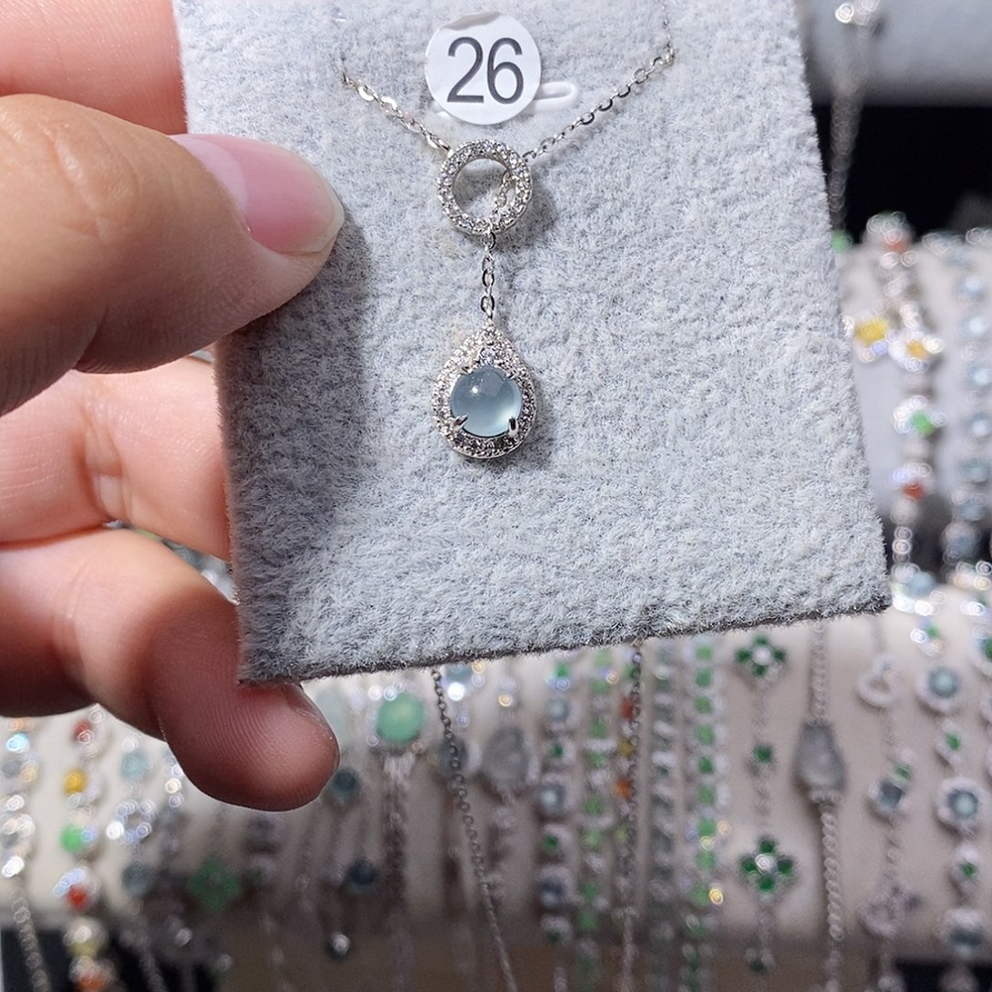 翡翠银S925镶嵌颈饰