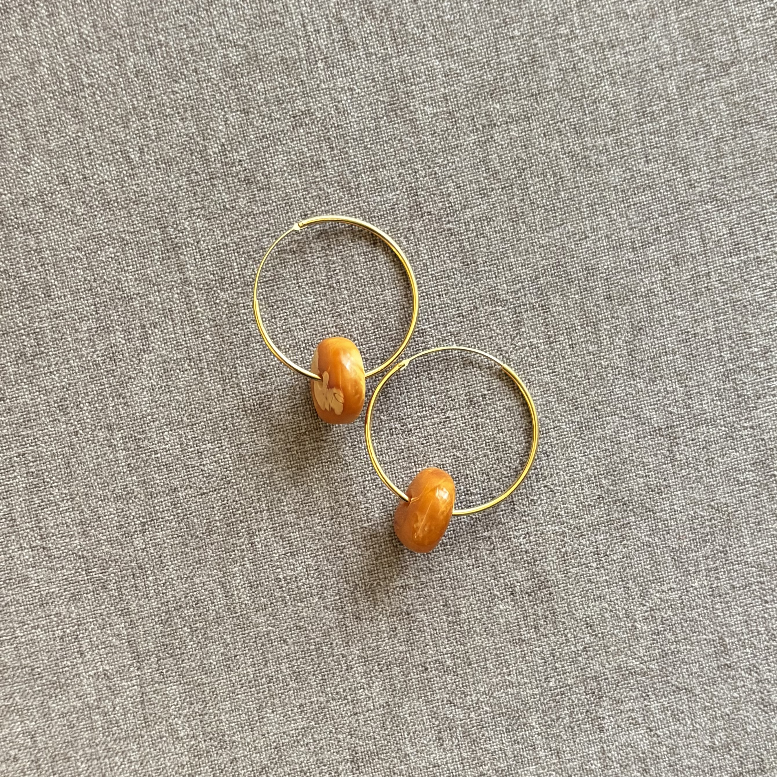 S925银天然花蜡饼子女款耳环耳饰