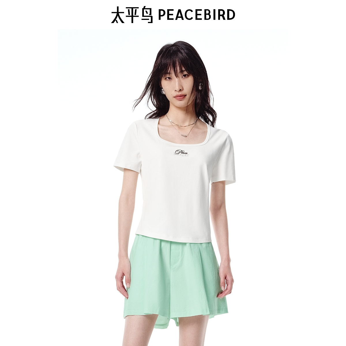 【赵老板专属】太平鸟女装夏季新款混纺短袖T恤A1CNF2441