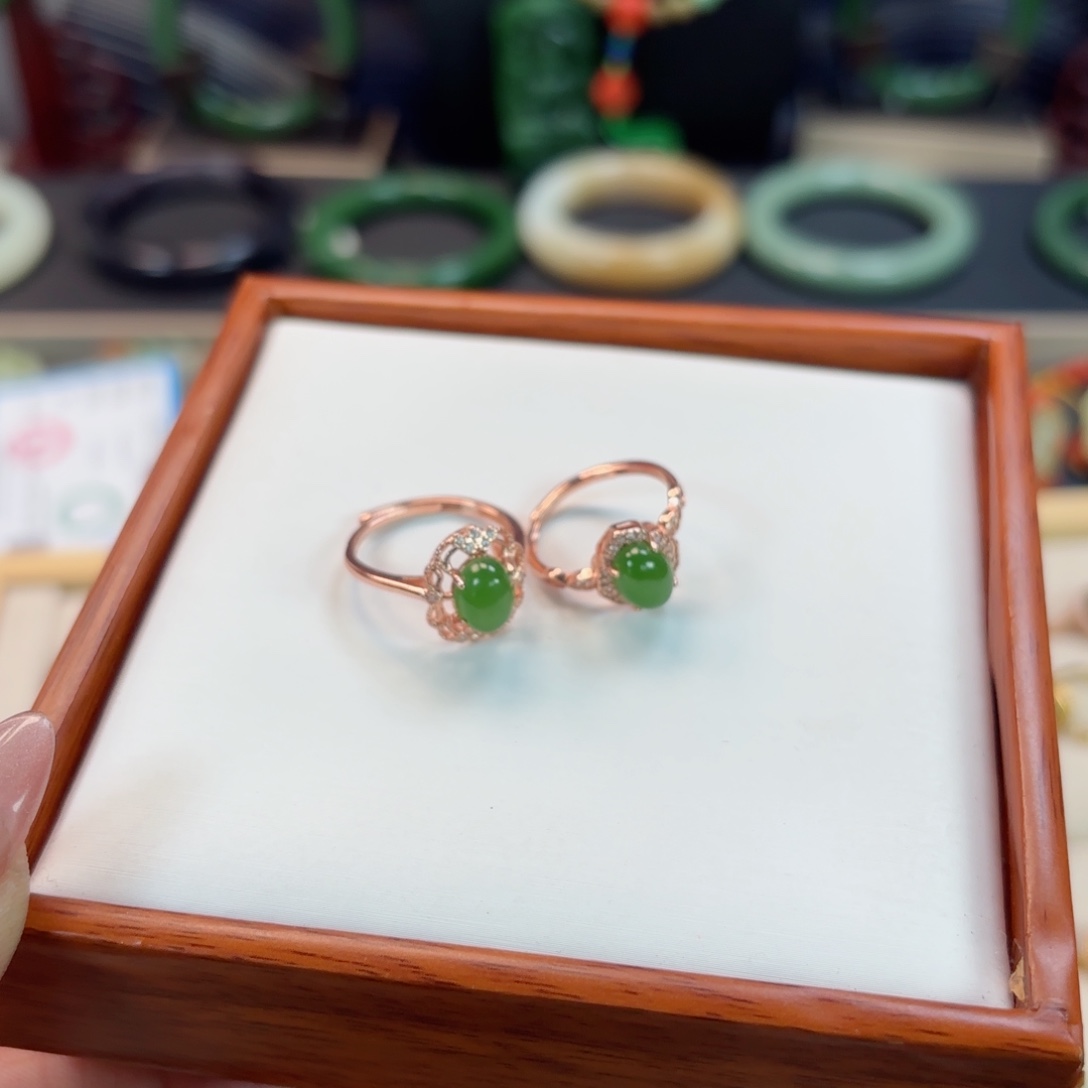 和田玉戒指拍一发二银S925镶嵌蟹*语