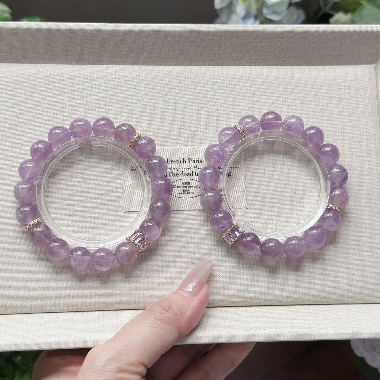 薰衣草天然水晶紫水水晶手串配饰款10mm（多样性发其一）