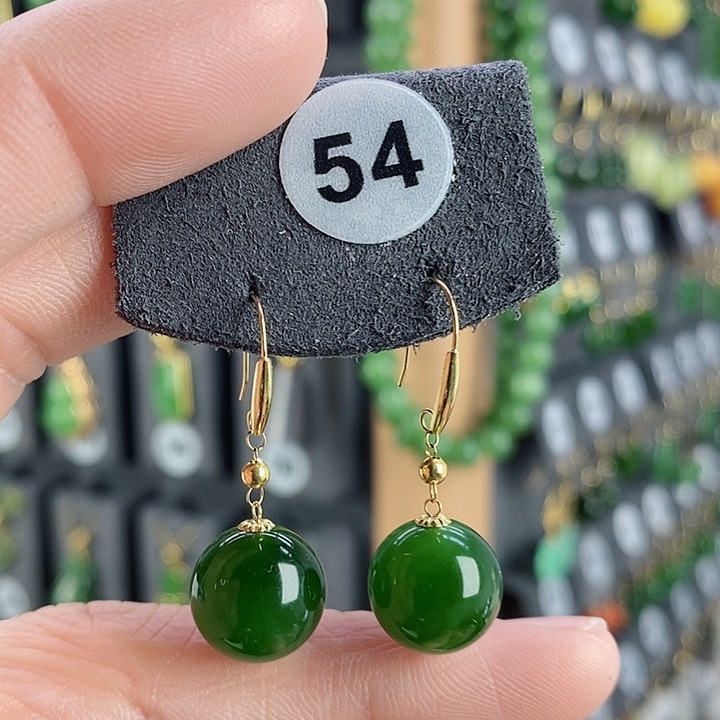 和田玉耳饰18K金镶嵌