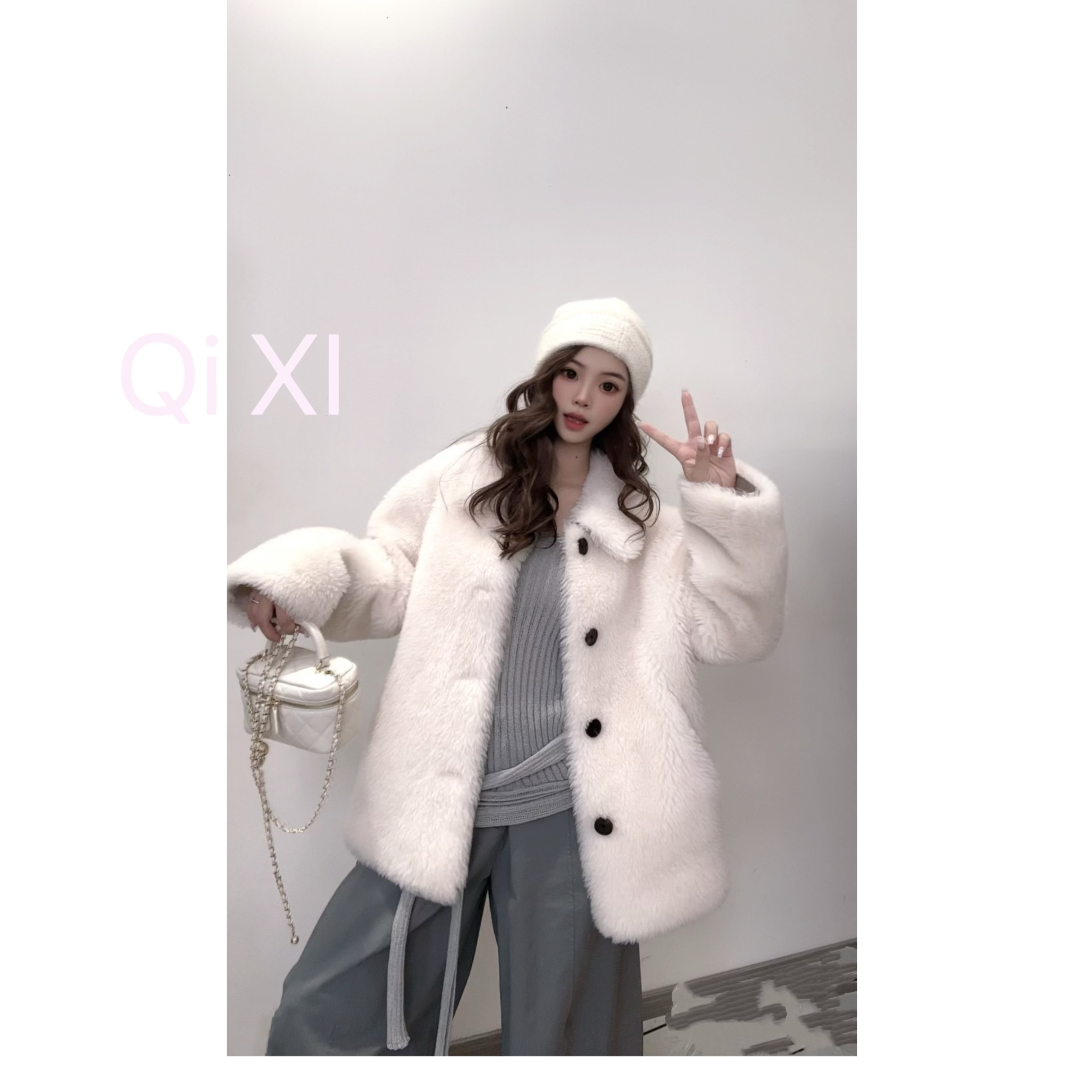 杨杨【神明少女】2025海宁羊毛韩系简约大牌ins风外套