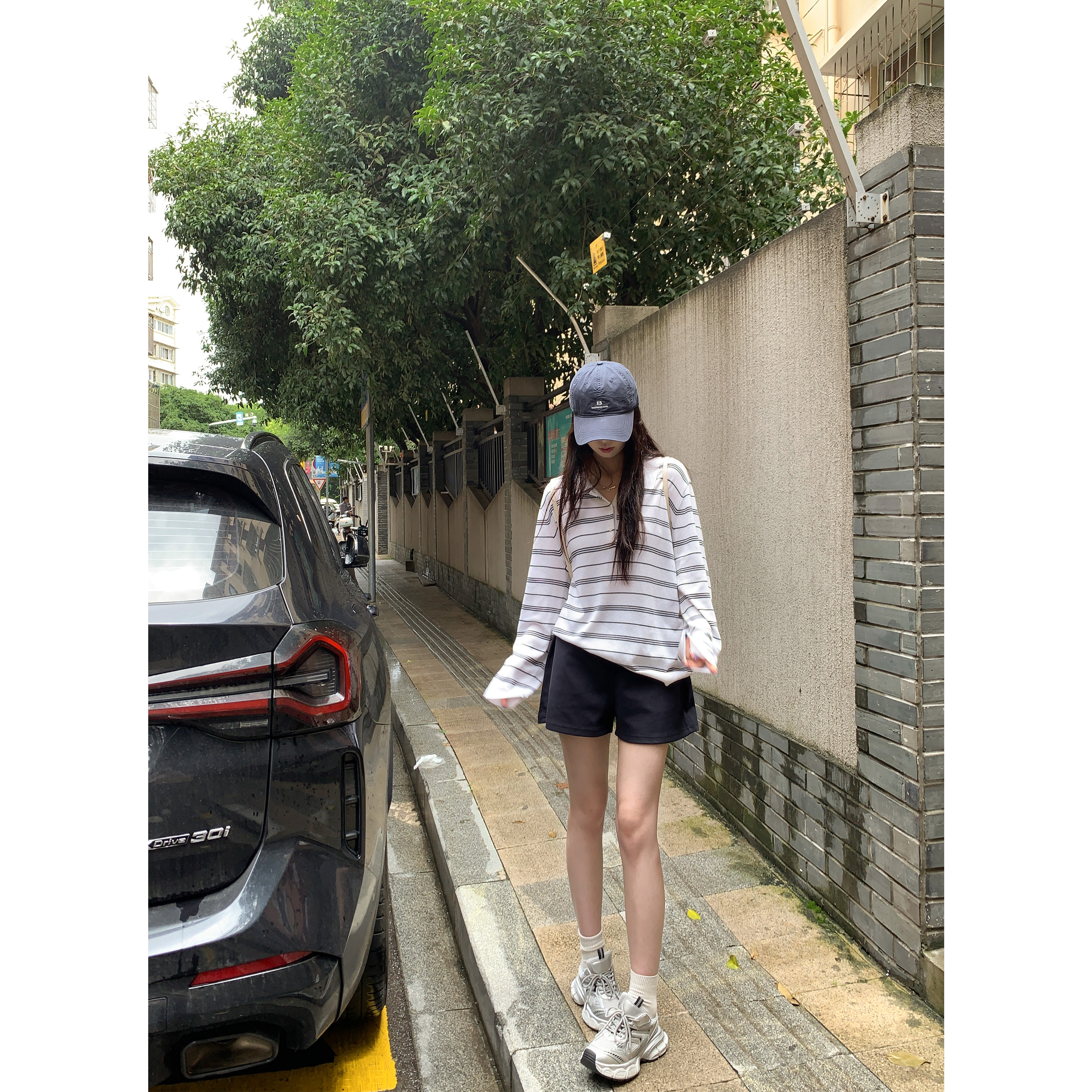 HVIVI 宽松休闲运动短裤女松紧腰暗扣百搭舒适显瘦三分阔腿裤子