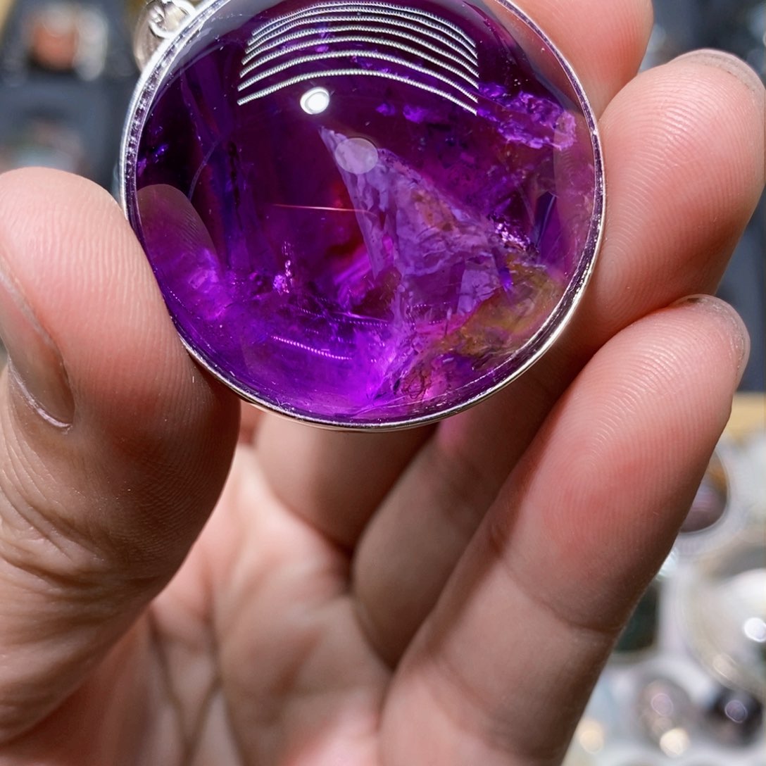 水晶颈饰银S925镶嵌水晶